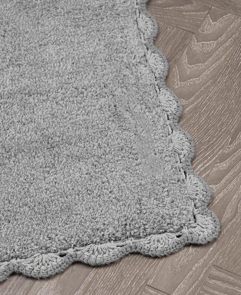 Laura Ashley Heathered Crochet Border Cotton Bath Rug, 17" x 24"