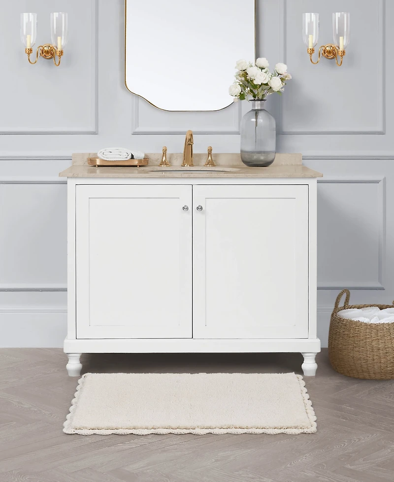 Laura Ashley Heathered Crochet Border Cotton Bath Rug