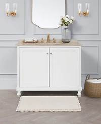 Laura Ashley Heathered Crochet Border Cotton Bath Rug
