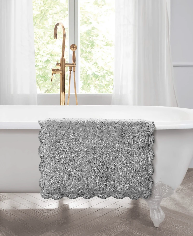 Laura Ashley Heathered Crochet Border Cotton Bath Rug