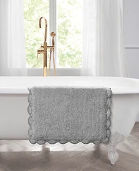 Laura Ashley Heathered Crochet Border Cotton Bath Rug