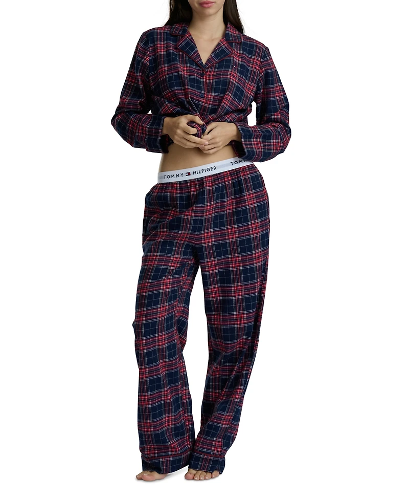 Tommy Hilfiger Women's 2-Piece Notched Top and Long Pants Set