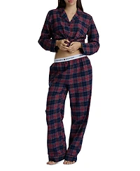 Tommy Hilfiger Women's 2-Piece Notched Top and Long Pants Set