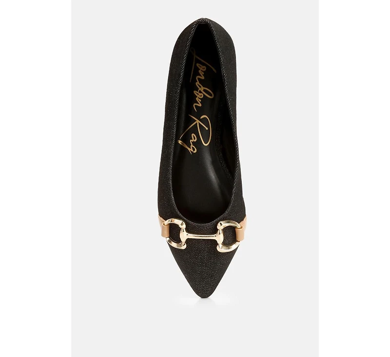 Cressida Denim Horsebit Detail Ballet Flats Women