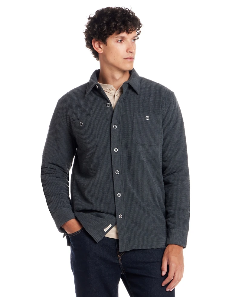 Weatherproof Vintage Men's Grid Collared Shirt Jacket