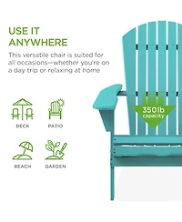 Best Choice Products Folding Adirondack Chair Outdoor, Wooden Accent Lounge Furniture w/ 350lb Capacity