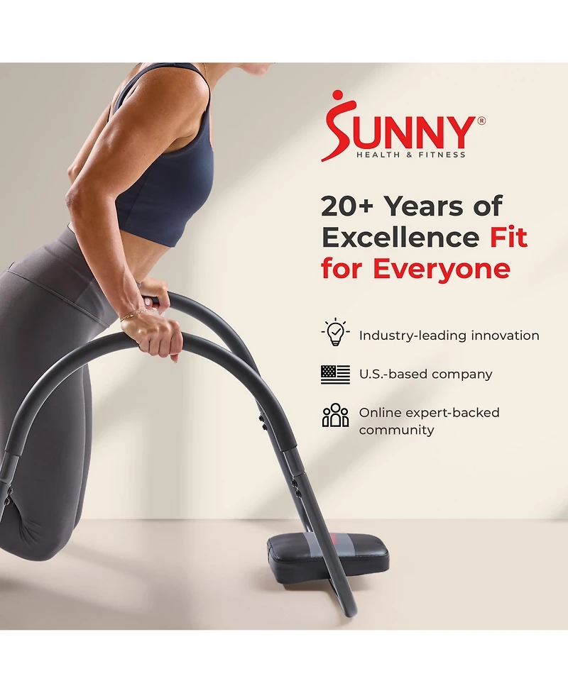 Sunny Health & Fitness Portable Ab Crunch Assisted Trainer, Assisted Core Exercise Machine for Home Gym, Abdominal Workout Equipment