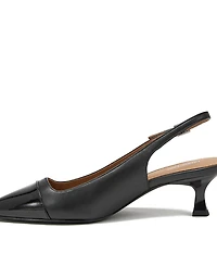 Lands' End Women's Leather Slingback Cap Toe Kitten Heels