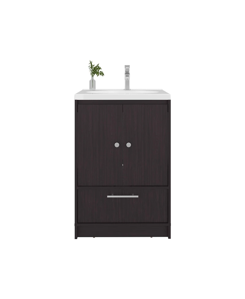 Olney Bathroom Vanity, 2 Doors, 1 Drawer, Black Wengue