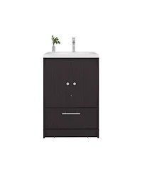 Olney Bathroom Vanity, 2 Doors, 1 Drawer, Black Wengue