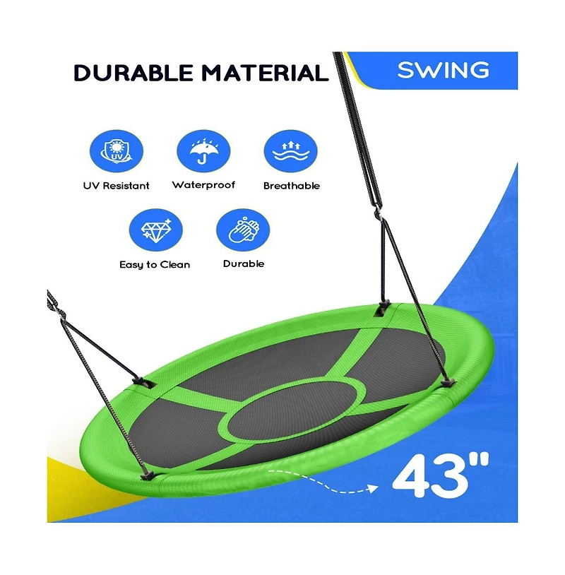 43" Saucer Swing (Kids & Adults): 700lbs Capacity, Waterproof