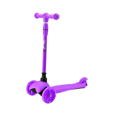 Lightweight and Adjustable Mini Kickboard Scooter with Led Light Wheel for Kids (Purple)