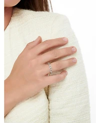 Devata Figaro Link Ring Rhodium Plated Sterling Silver, 9