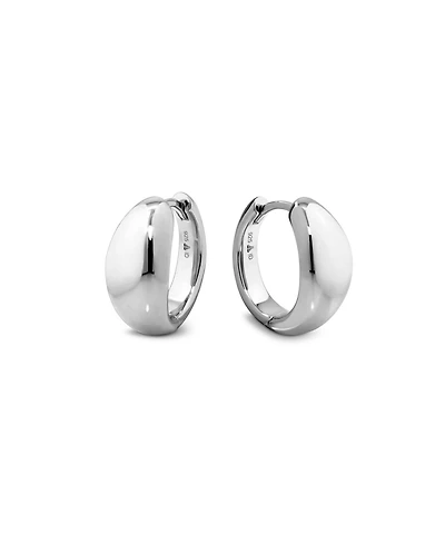 Devata Dome Hoop Earrings in Rhodium Plated Sterling Silver