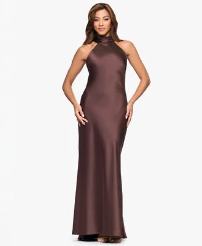 Xscape Womens Tie Neck Long Dress