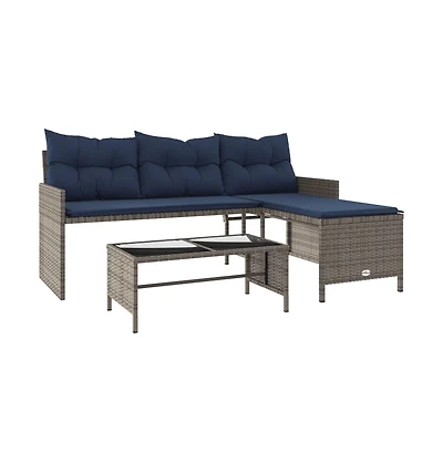 Garden Sofa Gray and Navy Blue