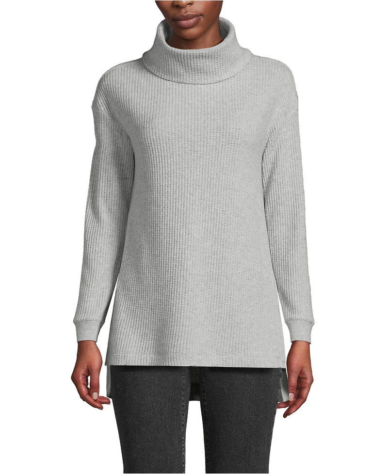 Lands' End Women's Petite Long Sleeve Waffle Cowl Neck Tunic