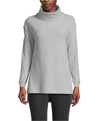 Lands' End Women's Petite Long Sleeve Waffle Cowl Neck Tunic
