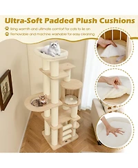 Gymax 71'' Tall Cat Tree w/Cozy Perch Condo Space Capsule 4.6'' Scratching Posts