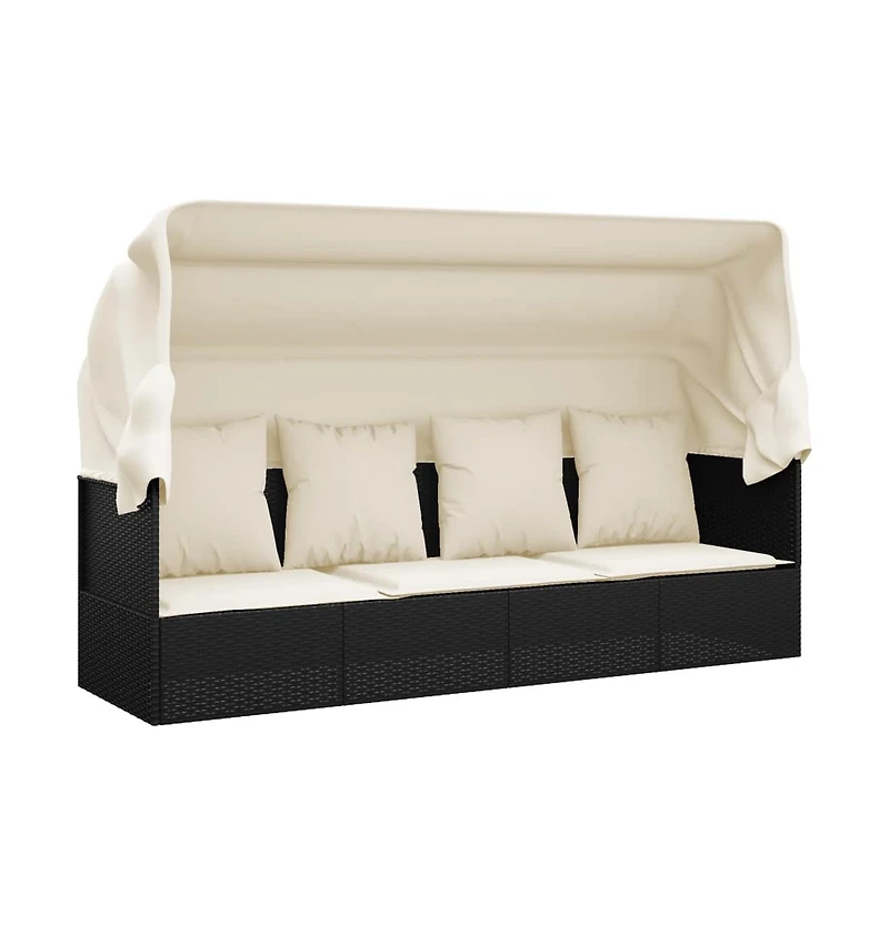 Outdoor Lounge Bed Black, Cream White