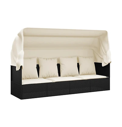 Outdoor Lounge Bed Black, Cream White