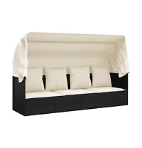 Outdoor Lounge Bed Black, Cream White