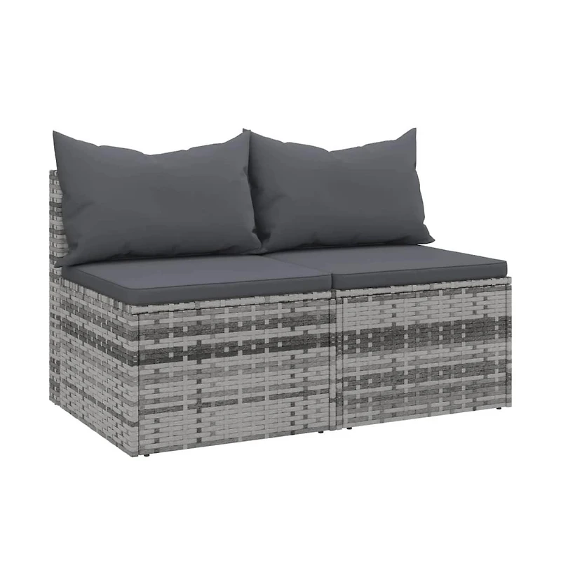 Garden Middle Sofa Grey Pe rattan, powder-coated steel Medium