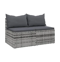 Garden Middle Sofa Grey Pe rattan, powder-coated steel Medium