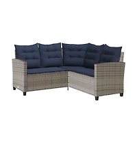 Garden Sofa Grey Pe rattan Medium Adjustable Feet