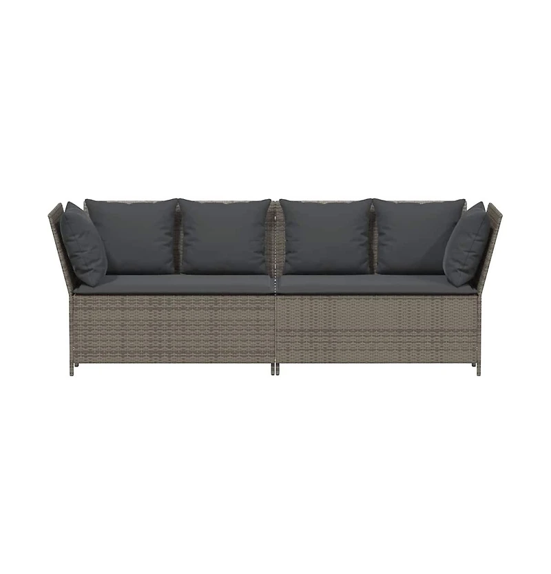 Garden Sofa Grey Pe rattan, powder-coated steel, polyester