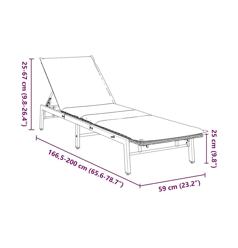 Sun Lounger with Cushion Brown Poly Rattan