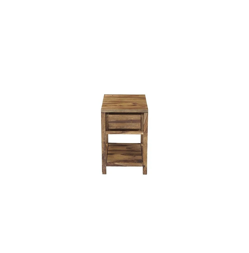 Porter Designs Urban Solid Sheesham Wood End Table, Natural