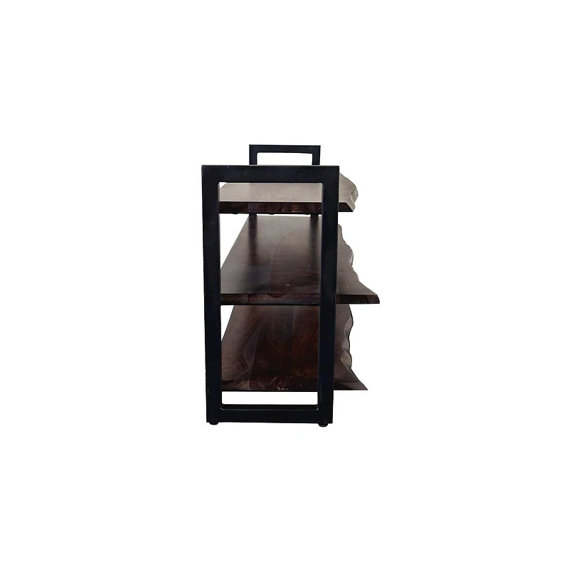 Porter Designs Manzanita Live Edge Solid Sheesham Wood Tv Stand, Gray