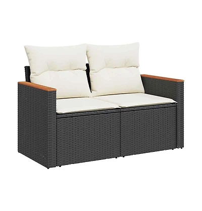 vidaXL Garden Sofa Black and Cream White