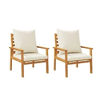Sofa Chair Cream White Solid Acacia wood, 100% polyester Medium