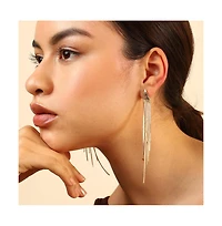 Sohi Women's Gold Metallic Chain Drop Earrings