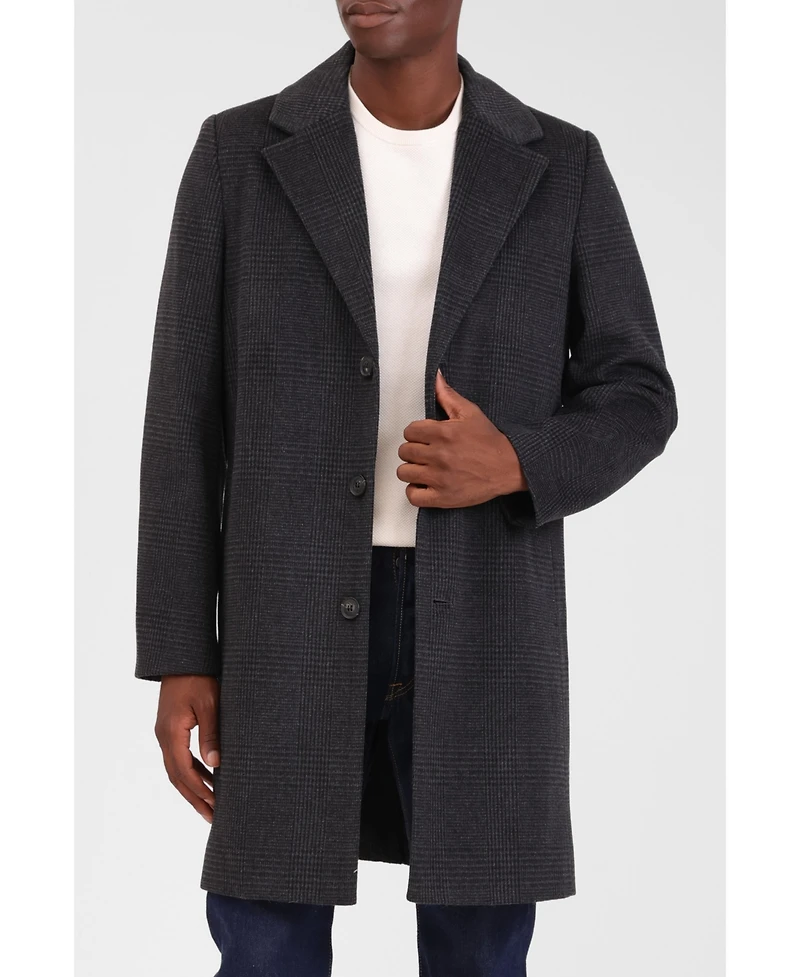 Bagatelle Homme Men's Houndstooth Faux Wool Top Coat