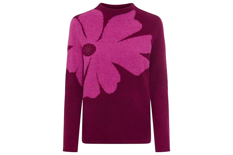 Olsen Floral Intarsia Mock Neck Sweater