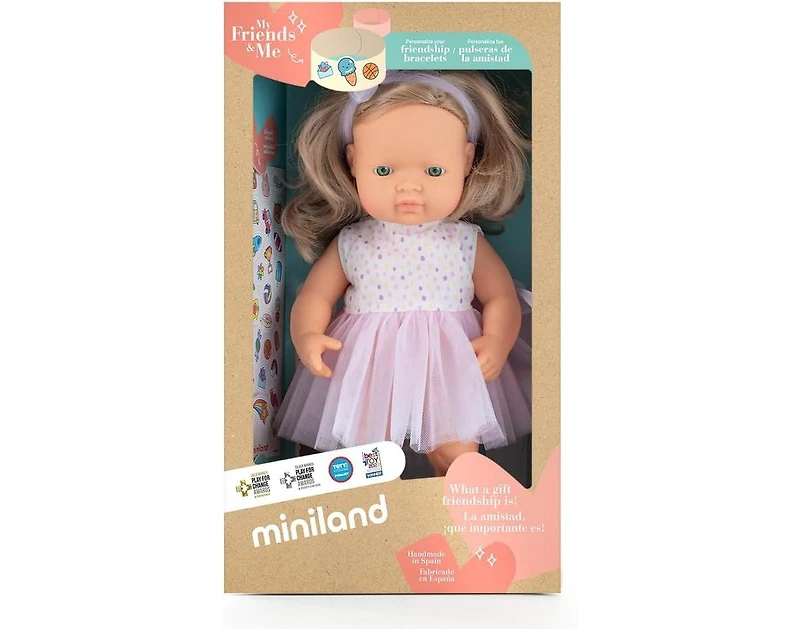 Miniland My Friends and Me Collection Baby Girl Doll with Dark Blonde Hair