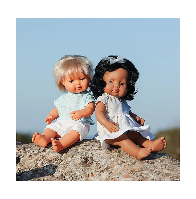 Miniland My Friends and Me Collection Hispanic Baby Girl Doll with Black Hair