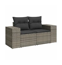 vidaXL Garden Sofa Grey Pe rattan, powder-coated steel, polyester 2-seater