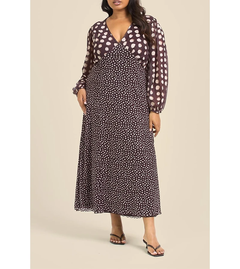 Fashion-szn Curve Women's Polka Dot Mesh Midi Dress