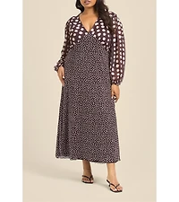 Fashion-szn Curve Women's Polka Dot Mesh Midi Dress
