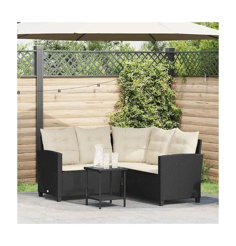 Garden Sofa Black Pe rattan Medium Removable Covers Garden Sofa
