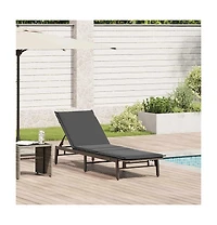 Sun Lounger Grey Pe Rattan, Powder-Coated Steel Adjustable