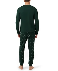 Lacoste Men's 2-Piece Jersey Crewneck Top and Pants Pajama Set