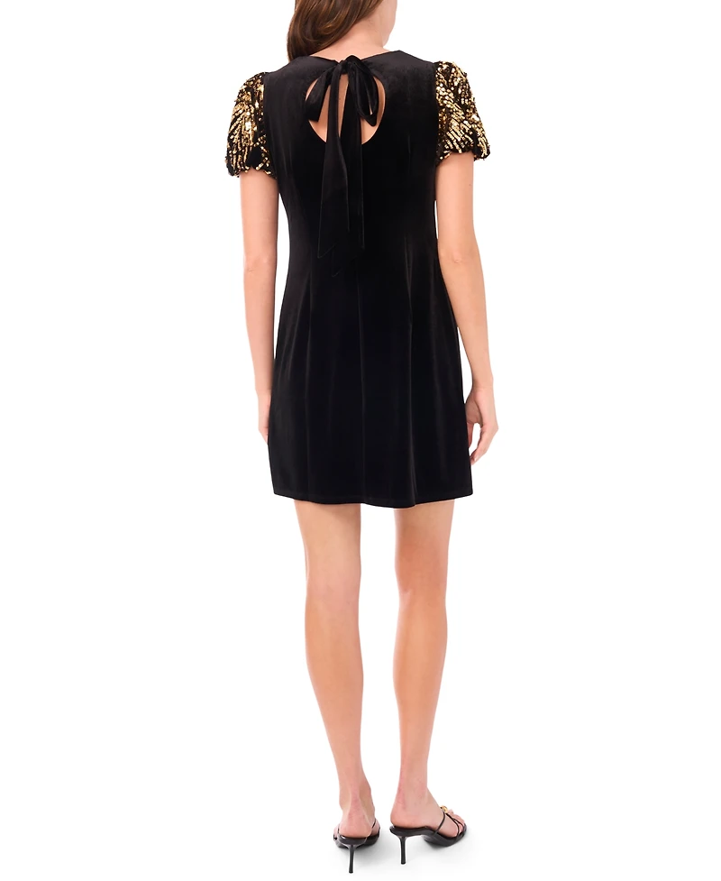 CeCe Women's Puffy Scoop Neck Short Sleeve Dress