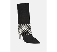 Basso Party Diamante Studded Stiletto Boots Women