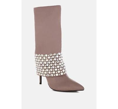 Basso Party Diamante Studded Stiletto Boots Women