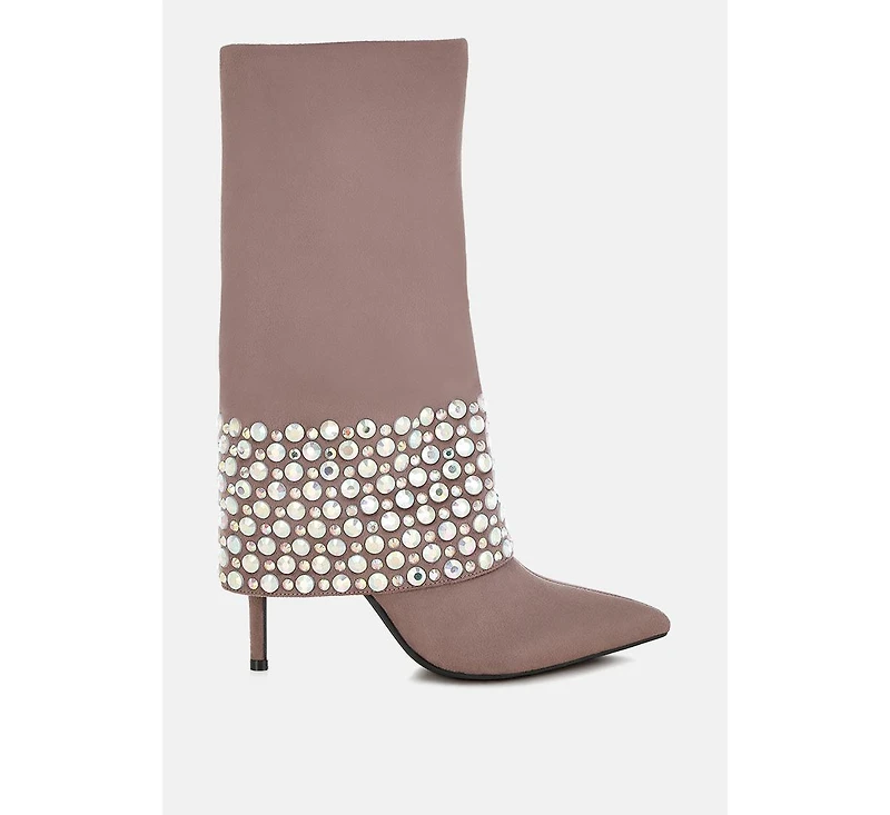 Basso Party Diamante Studded Stiletto Boots Women